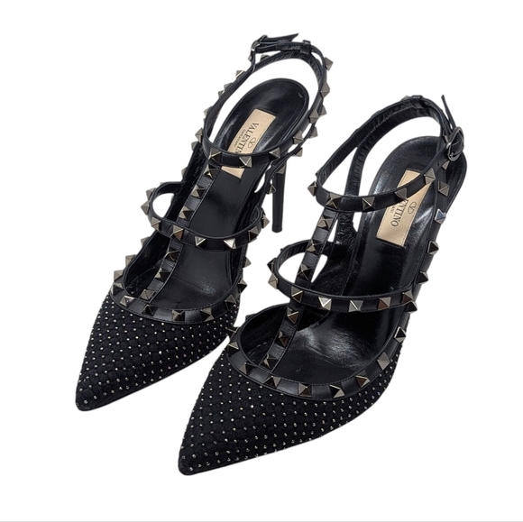 Valentino Garavani Rare Black Rockstud Caged Pointed Studded Heel Size EU 40 - Picture 3 of 10